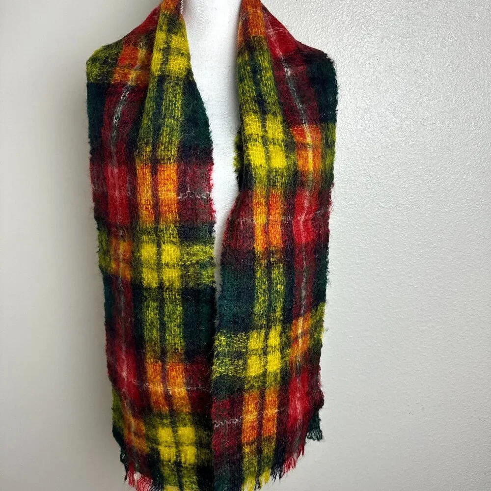 Vintage Winter Warm Mohair & Wool Scarf Long 70